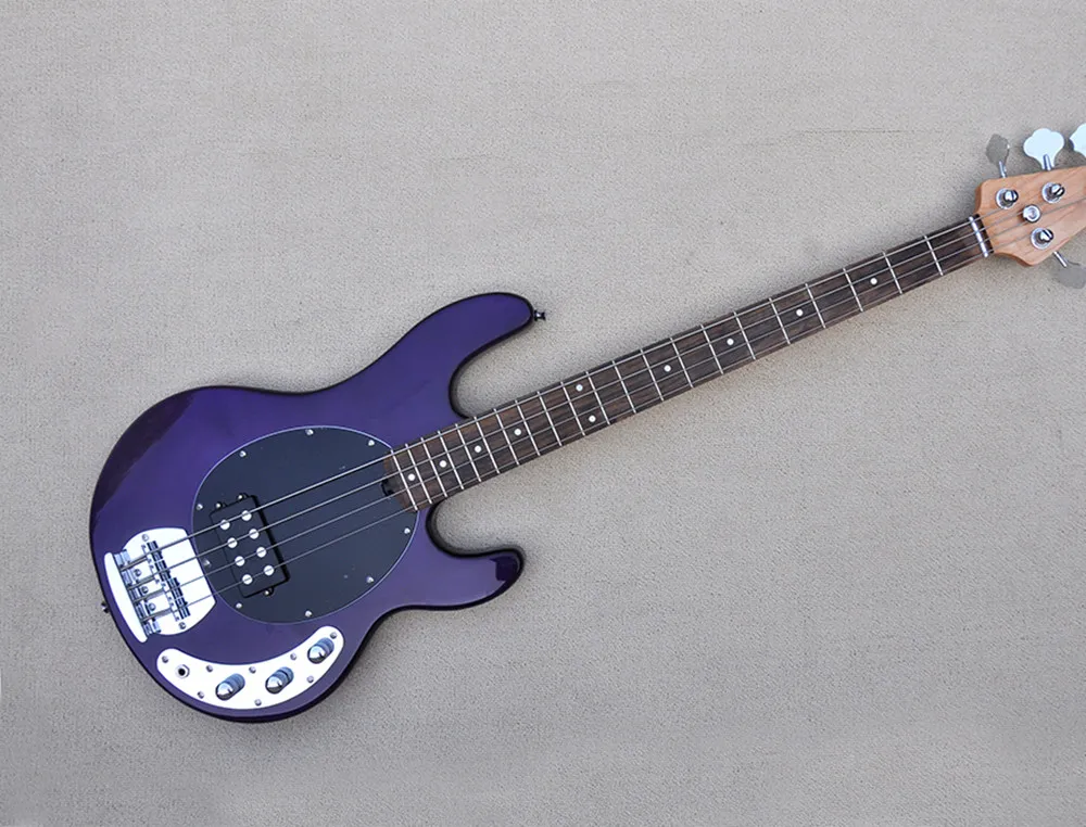 Purple Body 4 Strings Electric Bass Guitar with Maple Neck,Chrome Hardware,Provide customized service