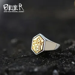 BEIER new store 316L Stainless Steel Fashion punk letters try again men's ring unique design rock high quality jewelry BR8-654