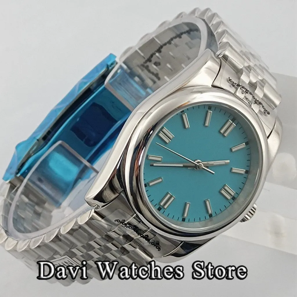 Bliger Sterile 36mm/39mm Sky Blue Dial Top Mens Watches Luminous Sapphire Glass NH35 Automatic Movement Male Wristwatch