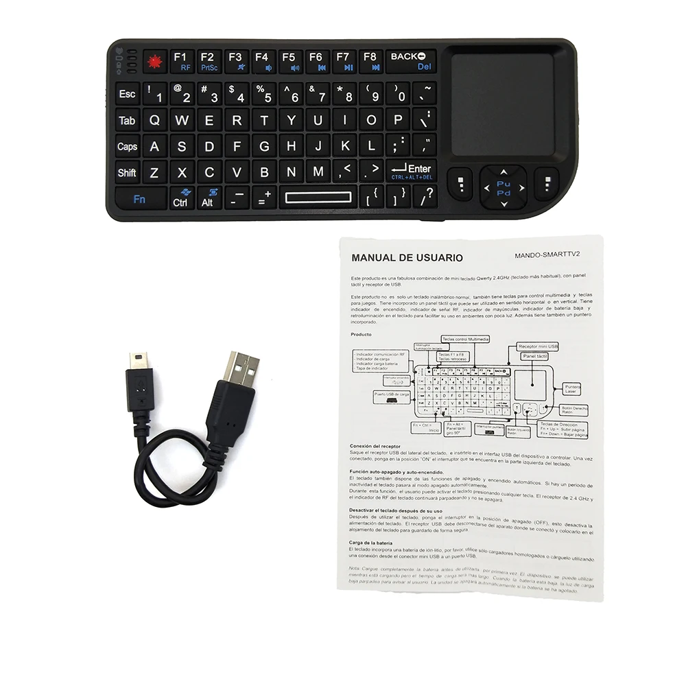 A8 3 In 1 Mini Handheld 2.4G RF Wireless Keyboard With Touchpad Mouse For PC Notebook Smart TV Box Spanish Russian English