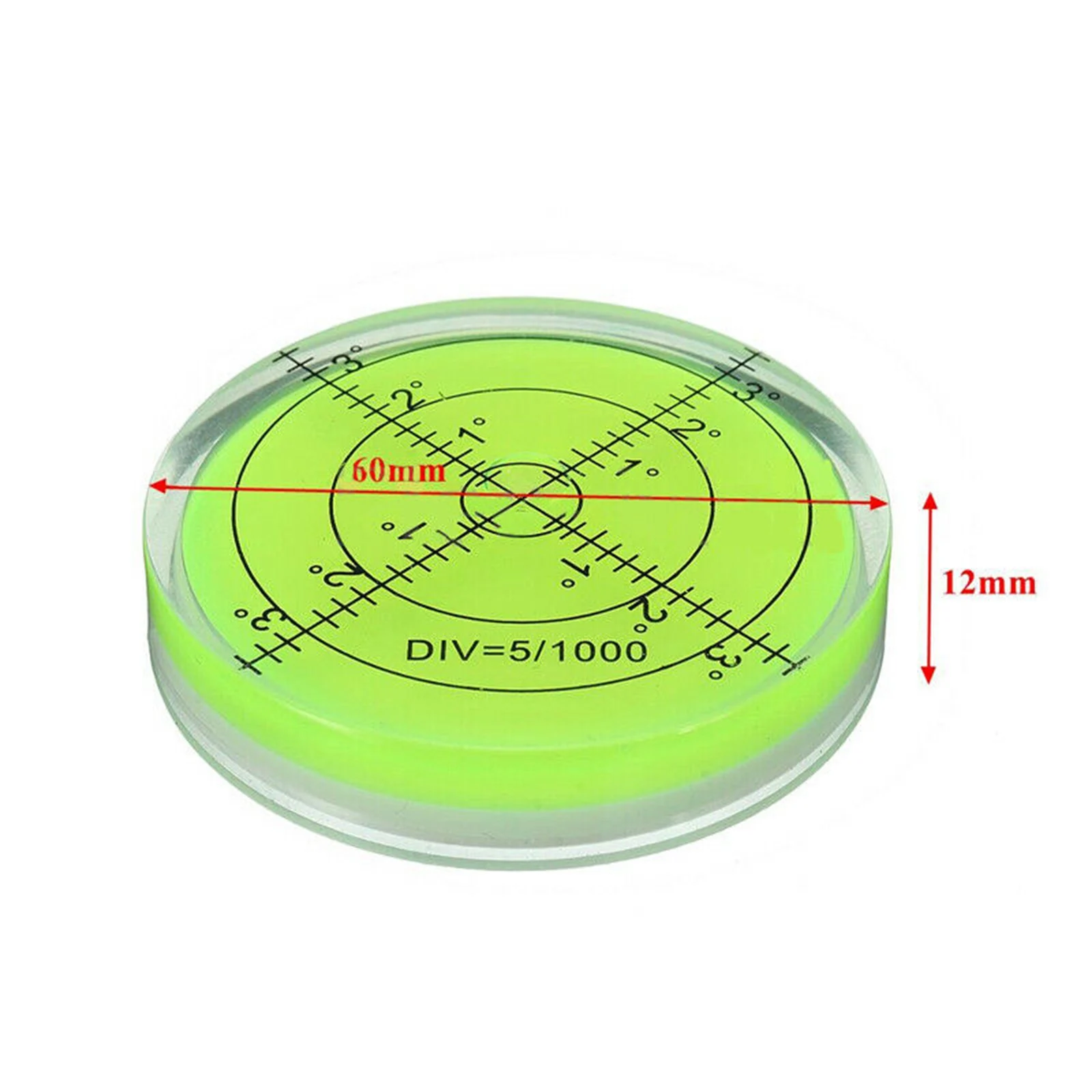 60x12mm Rotatable Precision Round Dragonfly Circular Level Spirit Level Measuring Tool Green