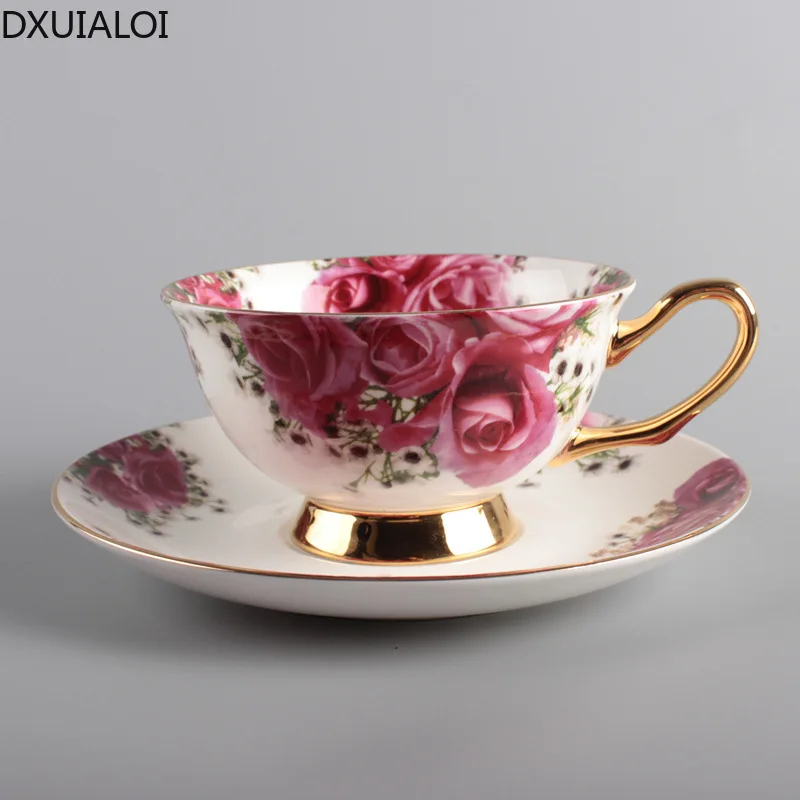 European style coffee cup and saucer English pastoral fashion afternoon tea high bone china ceramic cup tea cup 200ML DXUIALOI