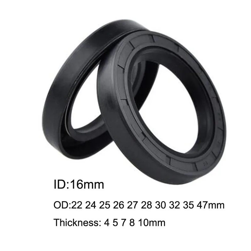 5/10 Pcs NBR Nitrile Rubber TC Double Lip Oil Seal 16x22x4/7 16x24x5/7 16x25x7/8 16x26x7/8 16x30x7/8/10 16x32x7 16x35x7/8/10