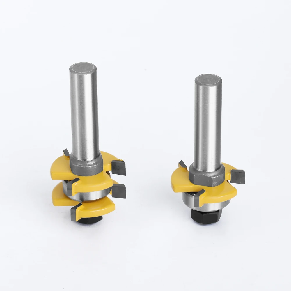 1/2 12mm Shank Milling Cutters Router Bit Tongue & Groove 3 Teeth T-shape for Wood Milling Cutter Set Woodworking Power 03031