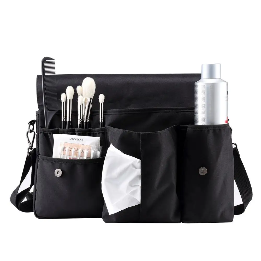 Rownyeon Makeup Artist Bag Studio Bag Waist Bag Brushes Storage for Makeup Artist Hair Stylist with Tissue Pocket Brushes Holder