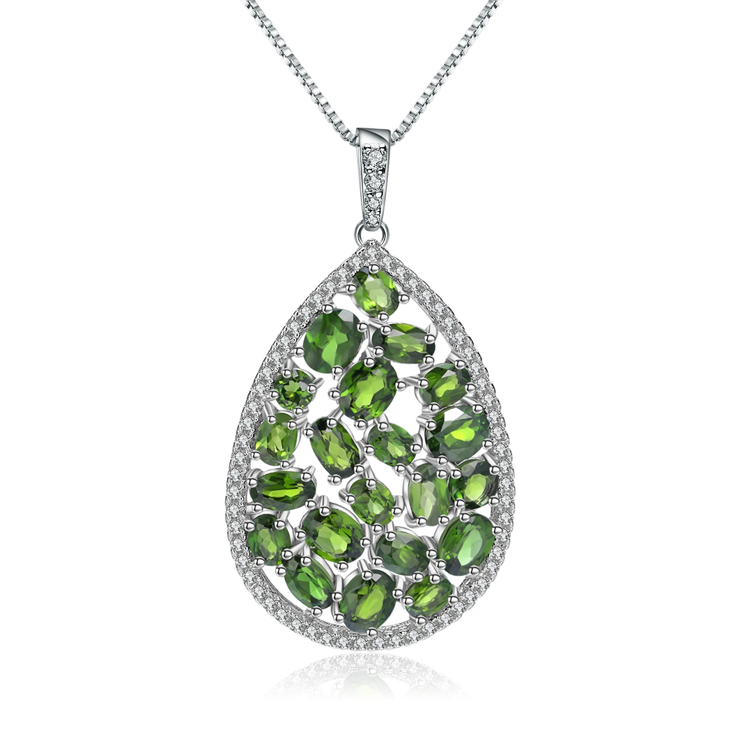 

GEM'S BALLET 5.98Ct Natural Water Dorp Chrome Diopside Women's Genuine 925 Sterling Sliver Pendant Necklace Fine Jewelry