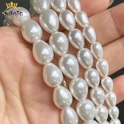 Natural Water Drop Beads White Shell Pearls Loose Spacer Bead For DIY Jewelry Making Bracelet Accessories 15'' 6*9 8*11 10*13mm