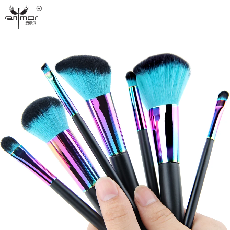 Anmor Rainbow Makeup Brushes 1PCS Wooden Foundation Cosmetic Eyebrow Eyeshadow Brush Make up Brush Kit Set Tool Pincel Maquiagem