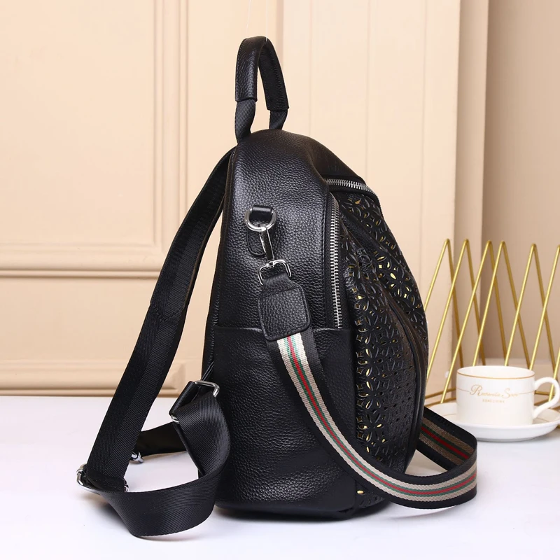 Women\'s Leather backpack high capacity Real cowhide backpack female bag High Quality Genuine Leather Bag student bag schoolbag