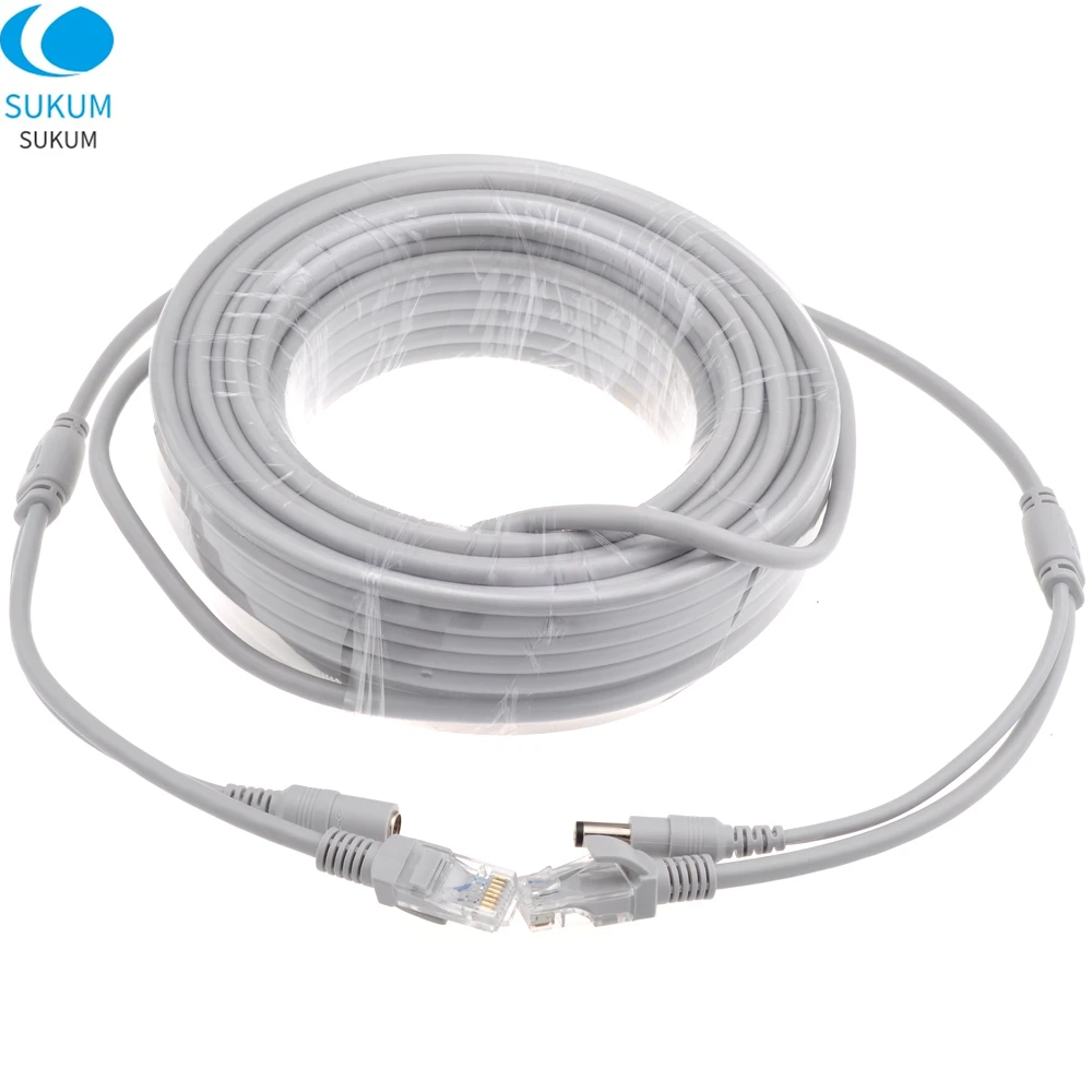 Ethernet Extension Cable CAT5/CAT-5e RJ45 Connect DC Power LAN Network Cord Cable 5M/10M/20M/30M/40M For IP Camera