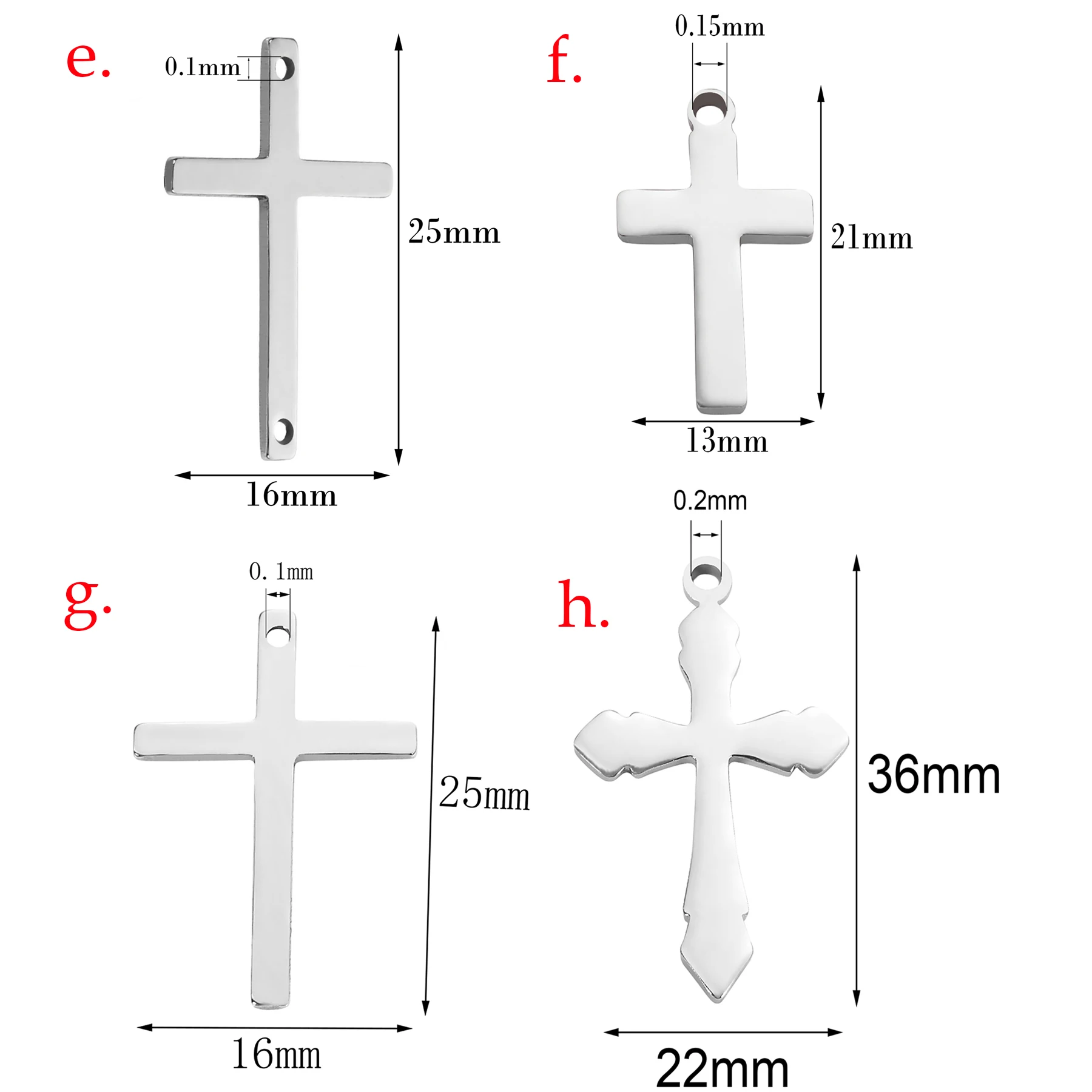 20 Stück Edelstahl Kreuz Religiöse Charms DIY Anhänger Halskette Armband Herstellung Ohrringe Erkenntnisse Handwerk Schmuckzubehör – Detail 2