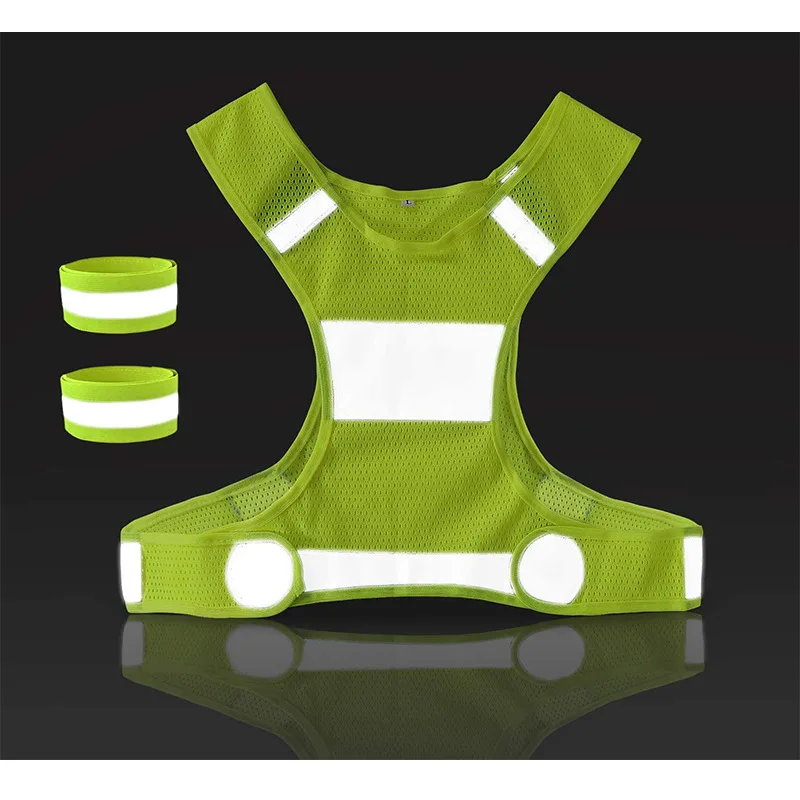 Adjustable Strap Breathable Lightweight Safety Vest 360° High Visibility Jogging Cycling Walking Reflective Night Running Vest