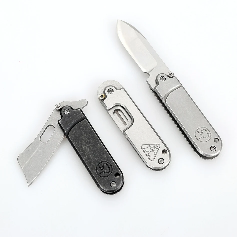 Dobeli Mini Outdoor Folding Pocket Knife Stainless Steel Stonewashed Key Chain Pendant Pea Ultility Knife