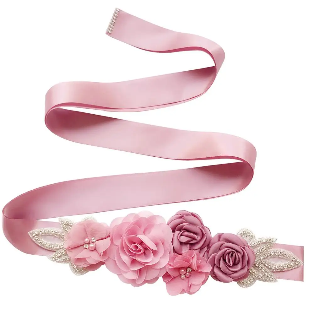 Bruiloft Riem Ornamenten Tailleband Parel Strass Accessoires Blossom Bridal Jurk Handgemaakte Sjerpen Bruiloft Riem Gesimuleerde Rose