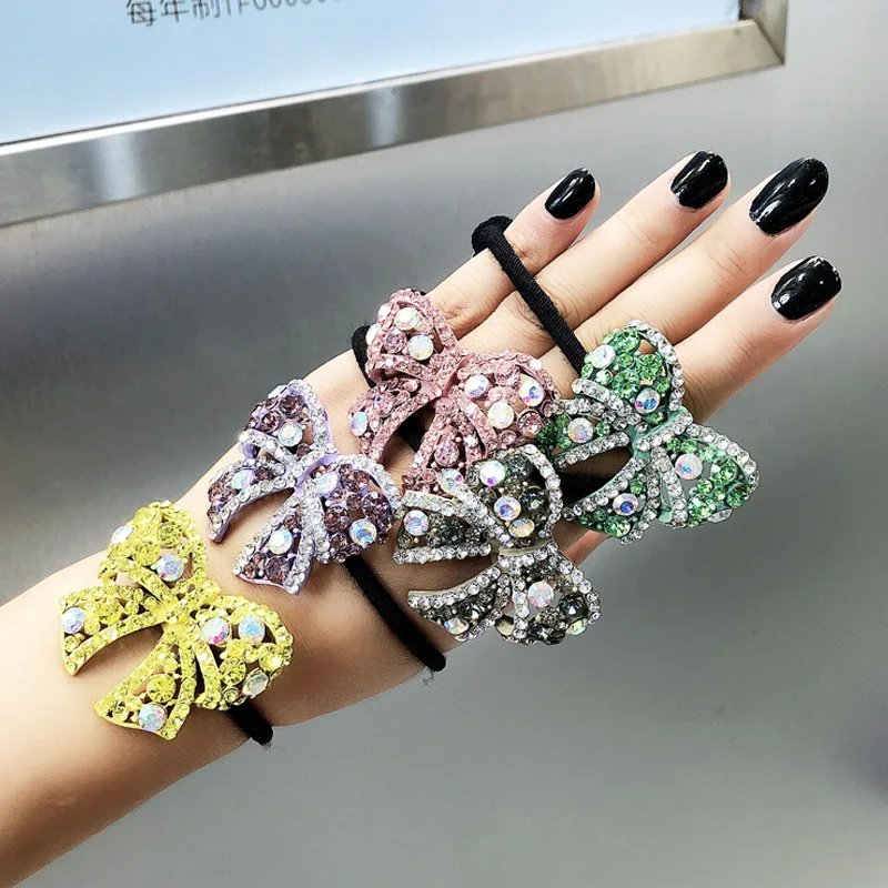 Female Head Rope Rubber Band Headdress Ins Rhinestone Butterfly Hair Rope Mori Female Small Fresh Hair Ring Hair Accessories