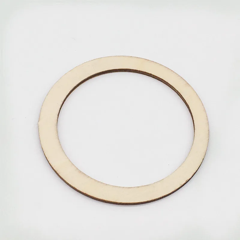 10pcs 50mm Unfinished Flat Wooden Round Rings Circle Ornaments Blank Wooden Slices for Painting, Pyrography, Home Decorations