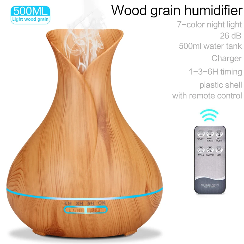 500ML Air Humidifier Diffuser Wireless Remote Control Atomization Purification 7-color LED Night Light Suitable For Home Office