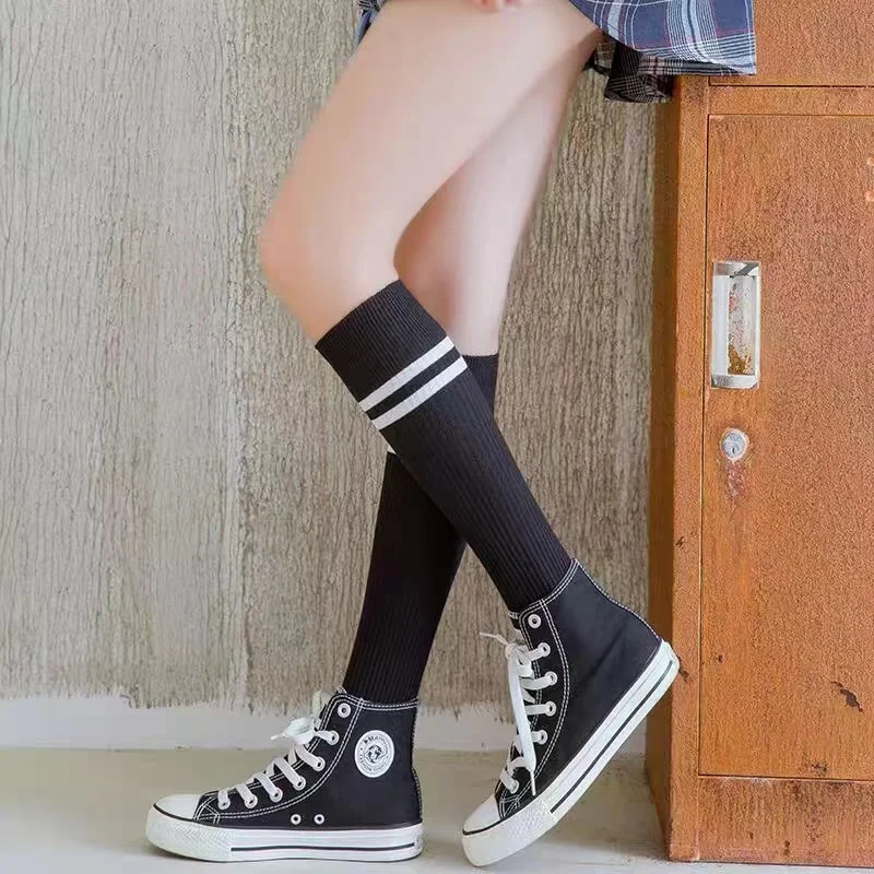 1PC Kawaii Japanese Style Women Stockings High Tube Ladies' Stocking For High School Students Cotton Comfirtable Strip Stockings