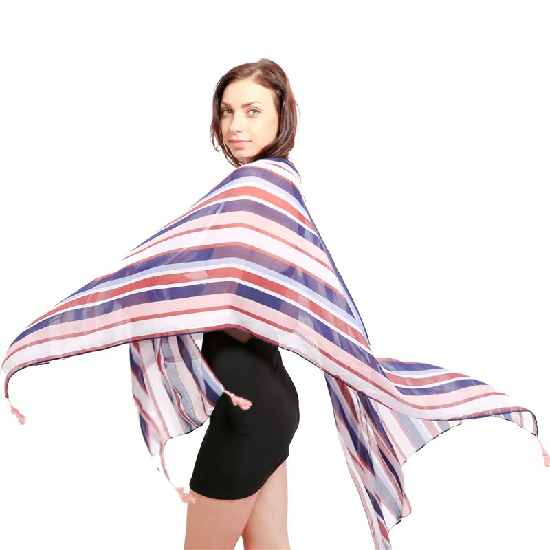 Jinjin.QC New Women Scarf Viscose Material Multi Color stripes Pattern Casual Scarves Lightwear Elegant Echarpe Foulard