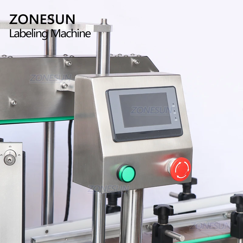 ZONESUN Vertical Automatic Double Side Square Bottle Machine Oil Bottle Labeling Machine Adhesive Label Sticker