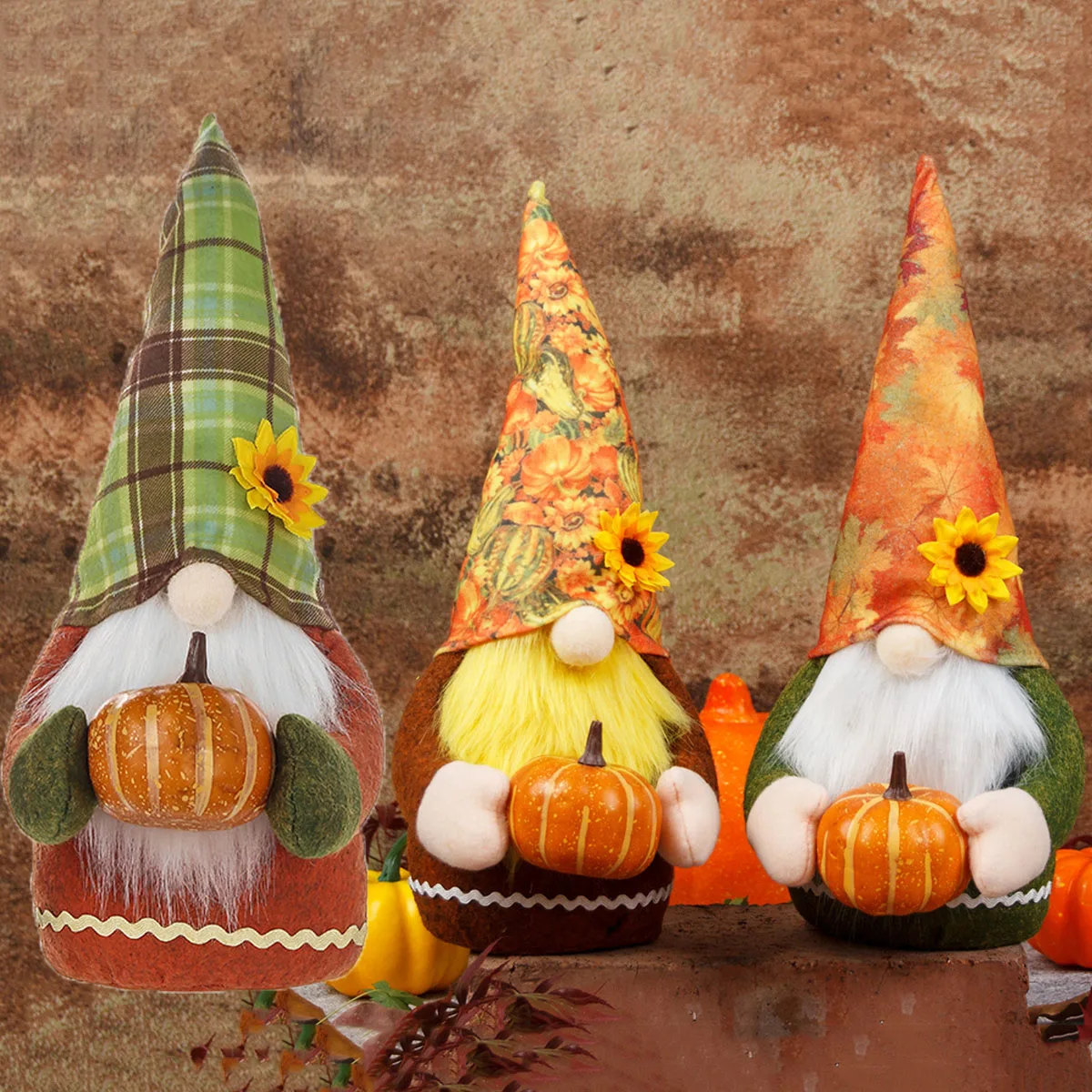 

Fall Gnome Doll Pumpkin Sunflower Swedish Nisse Tomte Elf Dwarf Plush Ornaments Christmas Autumn Halloween Thanksgiving Decor