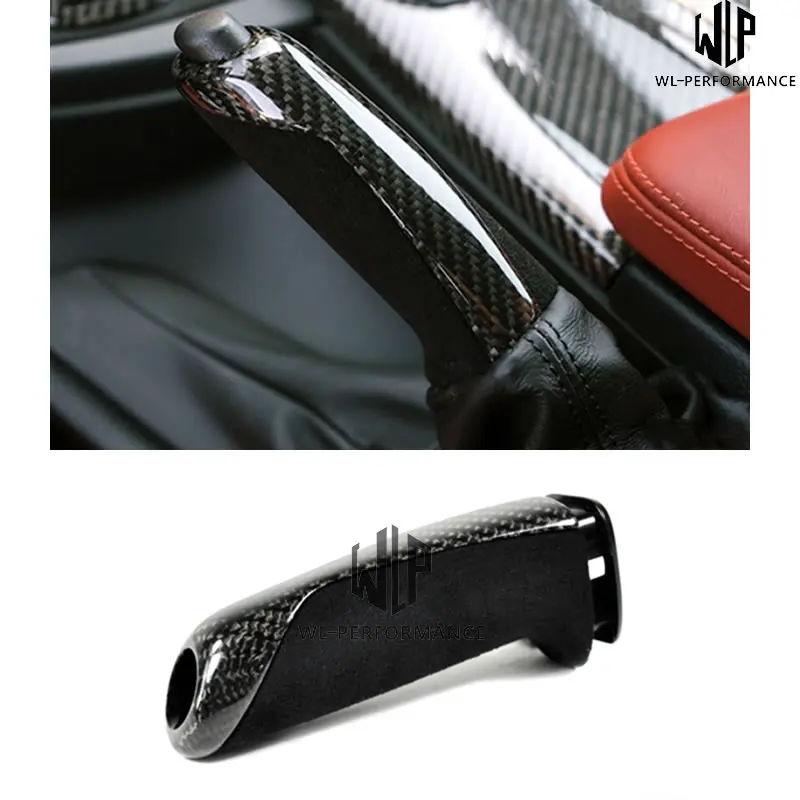 

F80 F82 F83 M3 M4 Car Styling High Quality Carbon fiber + Artificial Suede Hand Brake Cover For BMW F80 F82 M3 M4