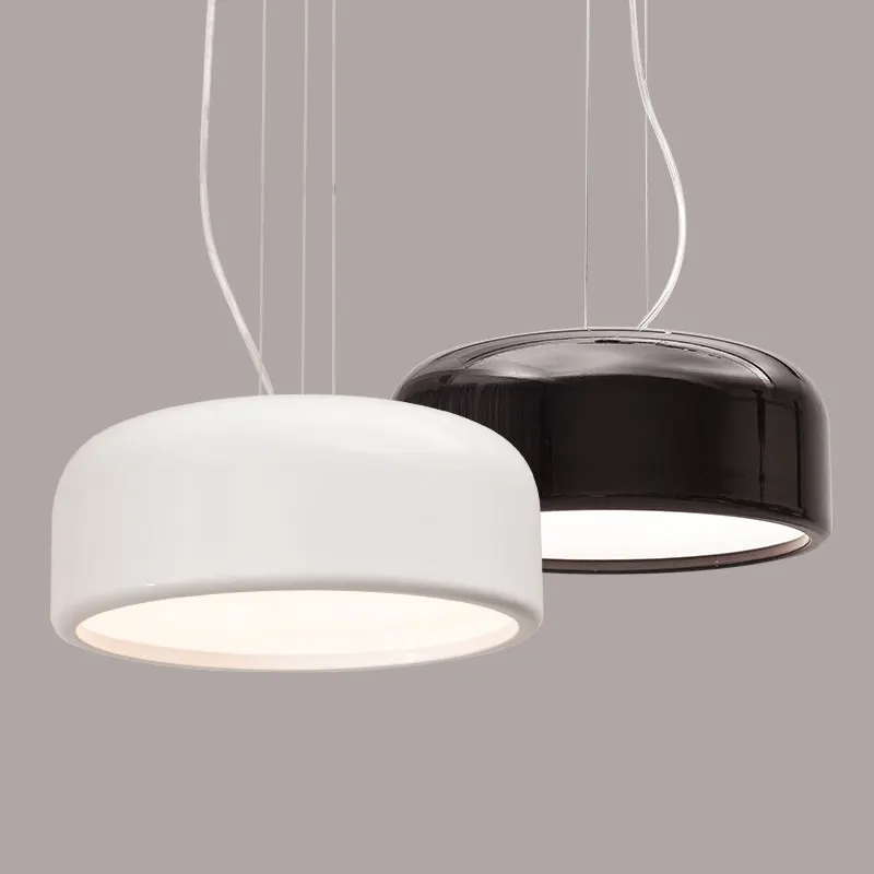 

Modern Aluminum Lampshade Pendant Lamp Dia35/48/60cm Black White Round Droplight For Dinning room Livingroom