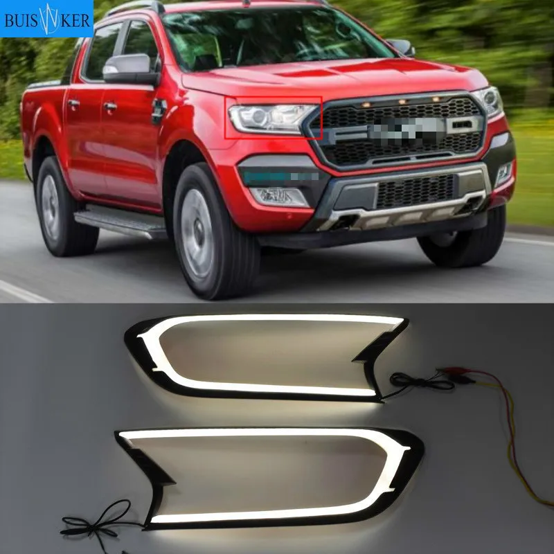 

DRL LED daytime Headlight cover for ford ranger T7 2016 - 2018 accessories for ford ranger everest endeavour 2017