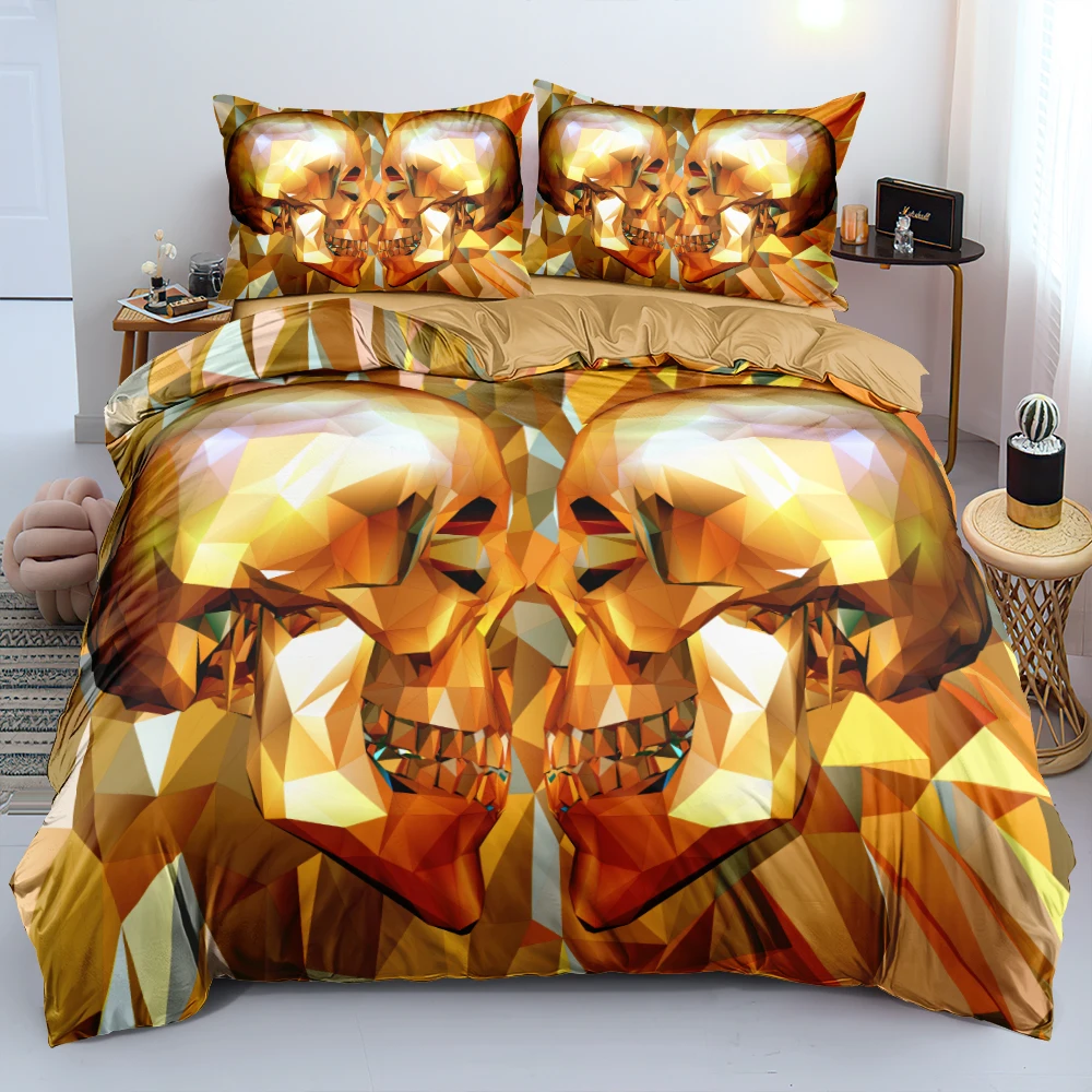 Duvet Cover and Pillowcase Skull Bed Linen Set Bedding Sets Quilt/Comforter Shell King Queen Double Single Custom Textiles