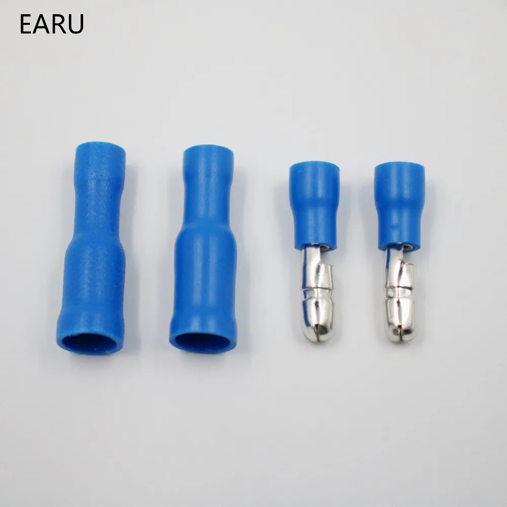 50pcs Blue Male Female Bullet Insulated Connector Crimp Terminals Wiring Cable Plug FRD2-156 FRD1.25-156  MPD1.25-156 Hot