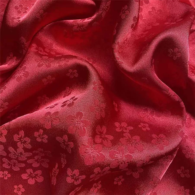 CF984 Noble Embossment Pattern Red Flowers Jacquard Brocade Fabric/Dress Clothings Fabrics/Home Textiles/Sewing Materials