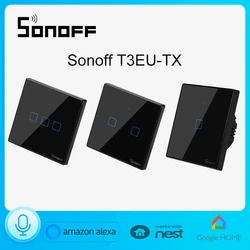 Sonoff T3EU 1/2/3 gang TX Series 433Mhz RF Remote Controlled Wifi Wall Light Switch With Border Works With Alexa Google Home