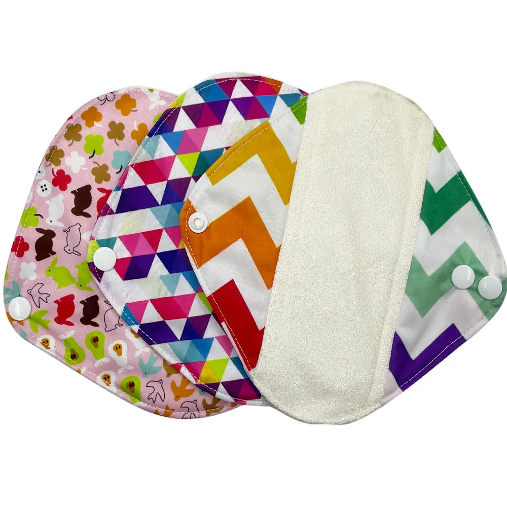 Women's Reusable Menstrual Pads 3pcs Absorbent Menstrual Ecological Daily Use Panty Liner With Organic Bamboo Terry Inner Fabric