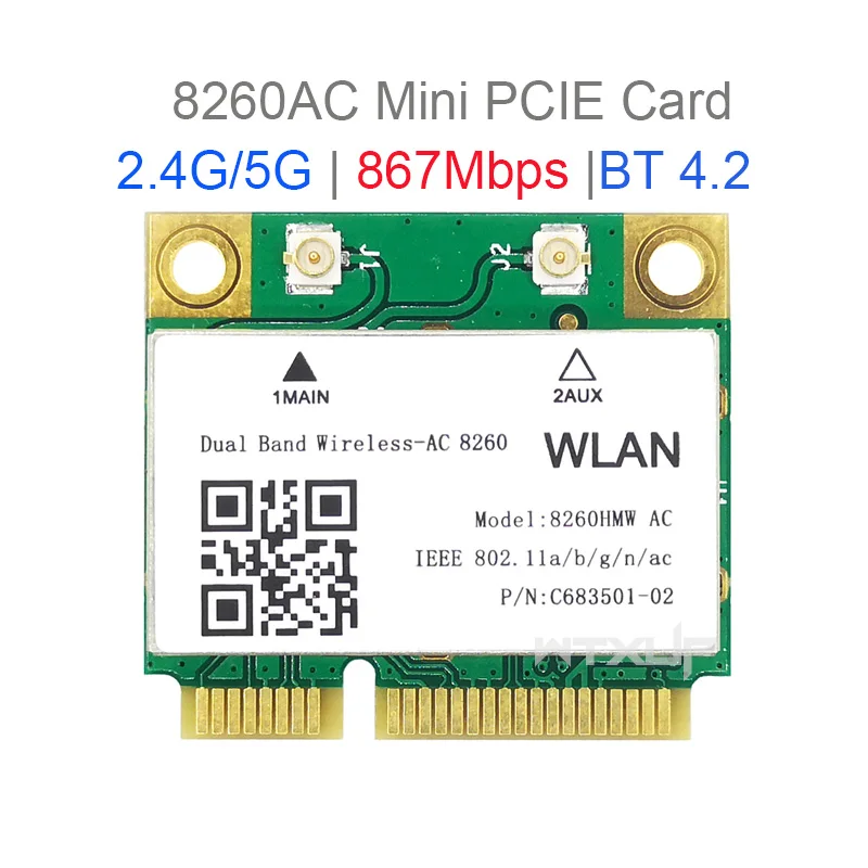 

Wireless-AC 8260HMW Dual Band mini PC-E PCIe WIFI CARD 8260AC 802.11ac 2x2 WiFi + Bluetooth BT4.2