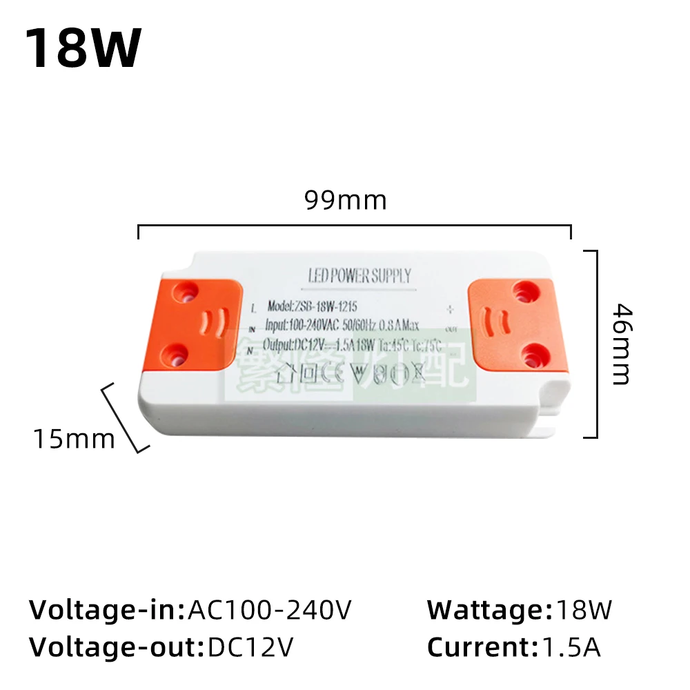 Imagem -02 - Super Slim Led Driver Transformador de Iluminação Tensão Constante Fontes de Alimentação 3a 18w 36w ac 100v240v dc 12v