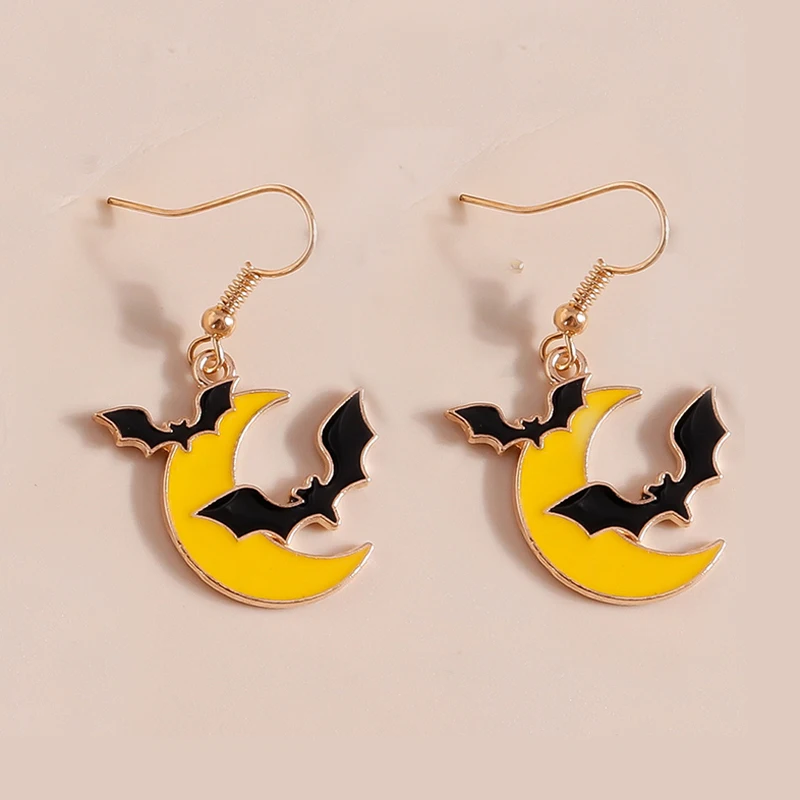 Trendy Halloween Tropfen Ohrringe Für Frauen Mond Tod Geist Kürbis Skelett Baumeln Ohrringe Party Zubehör Lustige Schmuck Geschenke – Detail 12