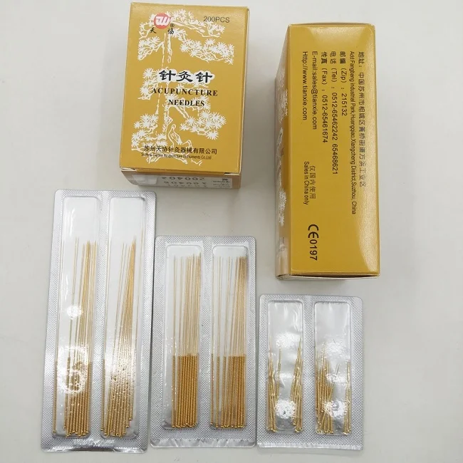 200pcs Gold-plated acupuncture needle Authentic Tianxie gold needle three-inch model Golden acupuncture needle Chinese medicine