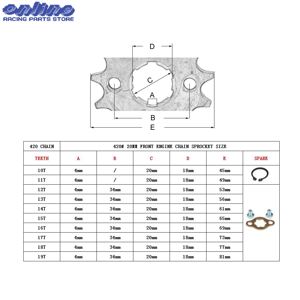 420# 20mm 10 11 12 13 14 15 16 17 18 19 Teeth Front Engine Sprocket For Dirt Pit Monkey Dax Bike Go Kart ATV Quad Motorcycle