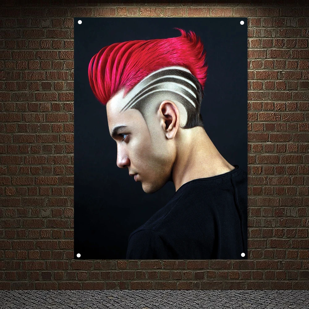 

Red Sculpture Pomade Picture Banner Painting Coolest Men's Dyed Hairstyles Poster Flag Wall Hanging Edgy Hairstyles For Guys