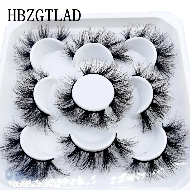 5 Pairs 10-25mm 3d Mink Lashes Bulk Faux with Custom Box Wispy Natural Mink Lashes Pack Short Wholesales Natural False Eyelashes