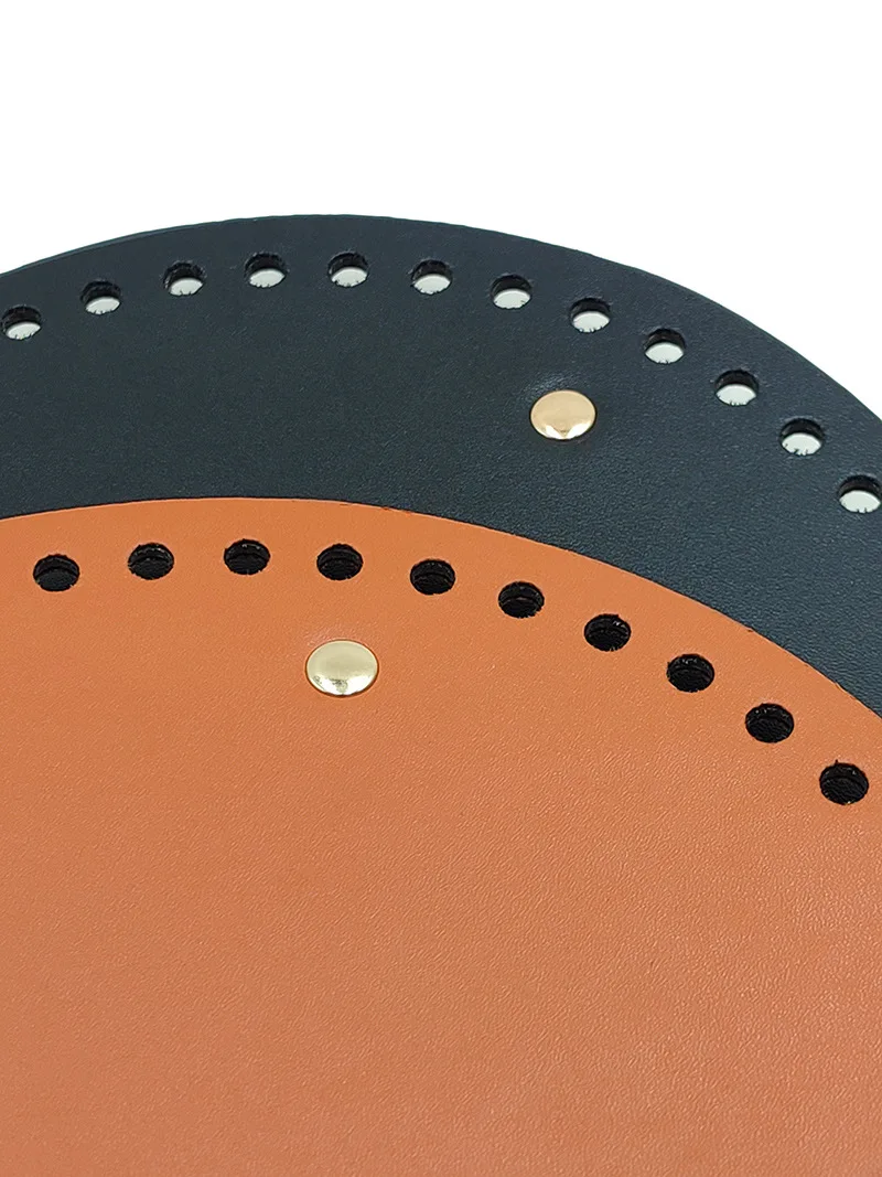 20cm Round Leather Bag Bottom Base with Pre-drilled Holes for Knitting DIY Purse Handbag Shoulder Bag Making Accessory