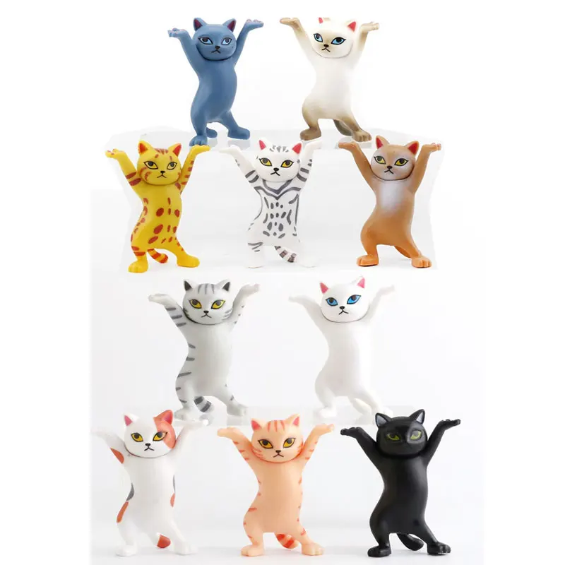 5pcs Funny Cat Pen Holder Toys Hold Everything Cat Earphone Bracket Home Decoration Dancing Kitty Storage Set Holder For Airpods