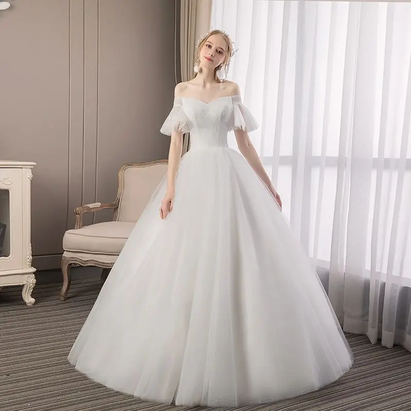 O10118 doce memória princesa vestido branco noiva vestidos de casamento até o chão vestido de baile mulher rendas até festa vestido menina longo robe