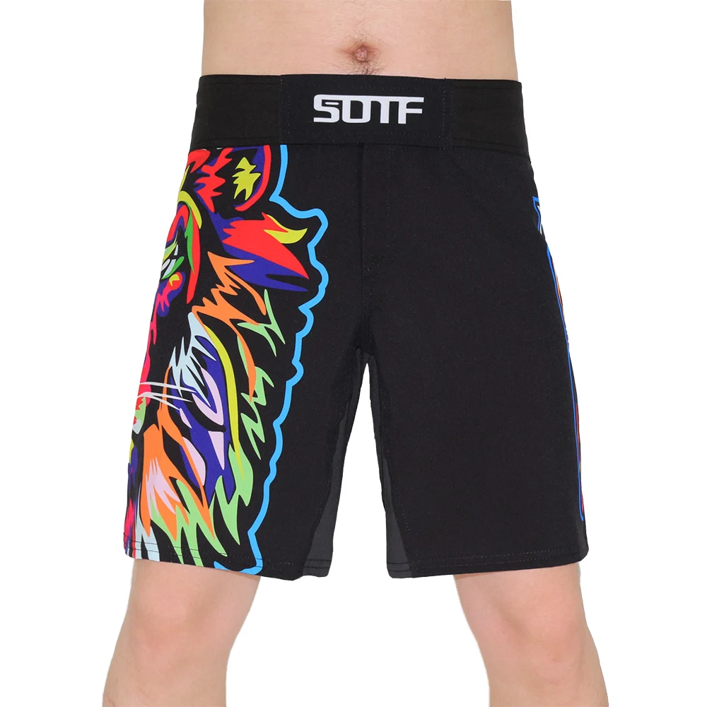 SOTF Color Tiger Print Breathable Fitness Ferocious mma shorts Fighting Tiger muay thai boxing shorts kickboxing sanda short mma