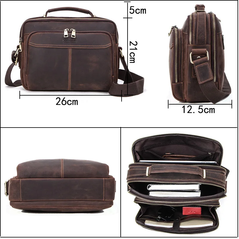 Männer Umhängetasche Schulter Tasche Aus Echtem Leder Messenger Handtasche Laptop Business Messenger Aktentasche Portfolio Schlinge Tote Tasche