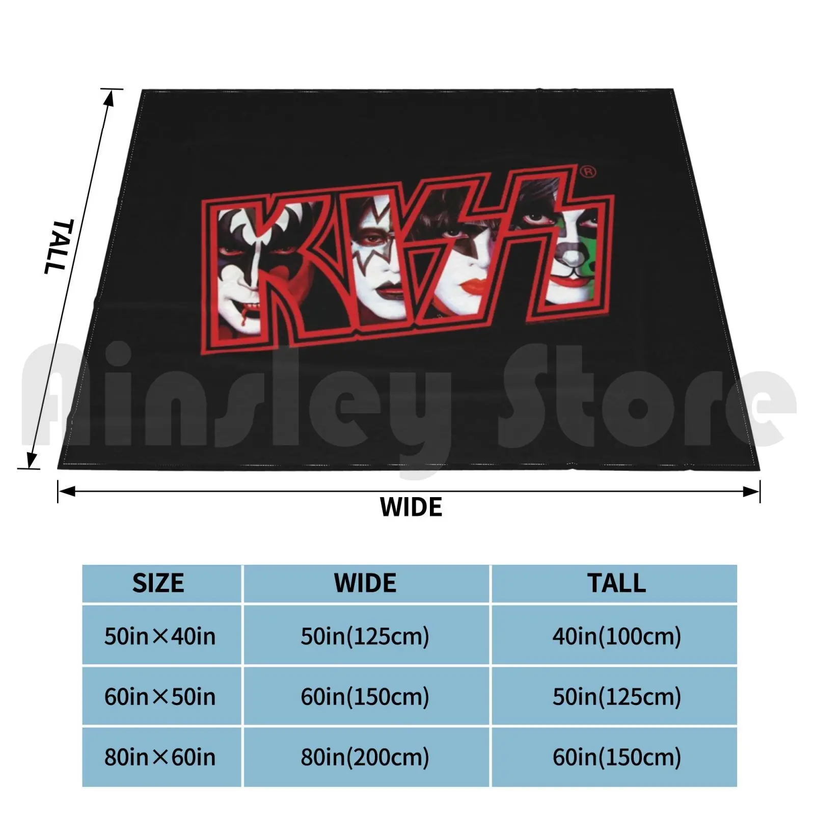 Kiss Band Blanket Super Soft Warm Light Thin Kiss Kiss Fan Art Kiss Band Kiss Music Rock Starchild Demon Spaceman