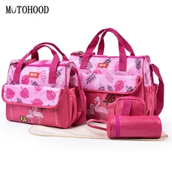 MOTOHOOD  Baby Diaper Bag Tote 5 Piece Set Multifunction Nappy Changing Bag Large Reusable Nursing Bag with Straps Mommy Materni