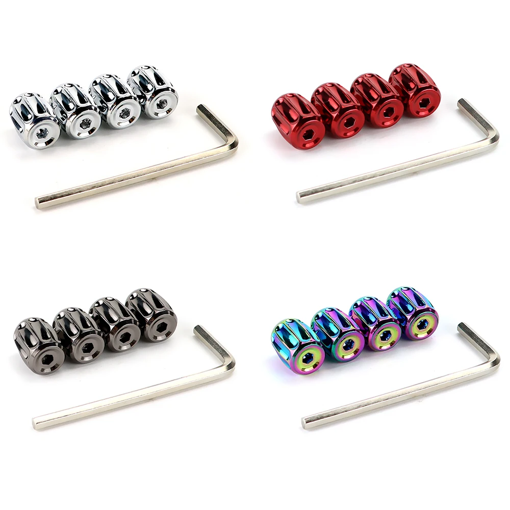 Set Tappi Valvola Antifurto In Lega Di Zinco Per Auto – 4 Pezzi Con Chiave, Coperchi Per Stelo Pneumatici (Oro)