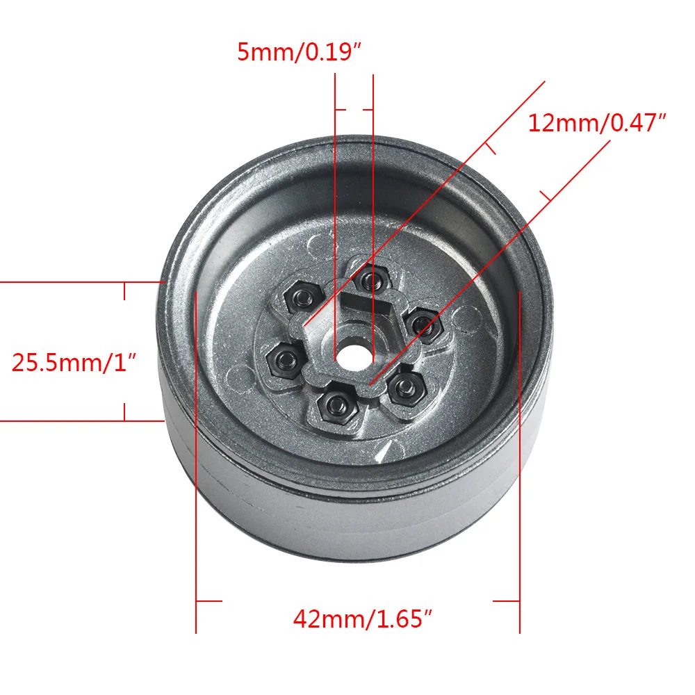 YEAHRUN Heavy Duty 100g Metal 1.9 Inch Beadlock Wheel Rims Hubs for Axial SCX10 90046 D90 1/10 RC Crawler Car Parts