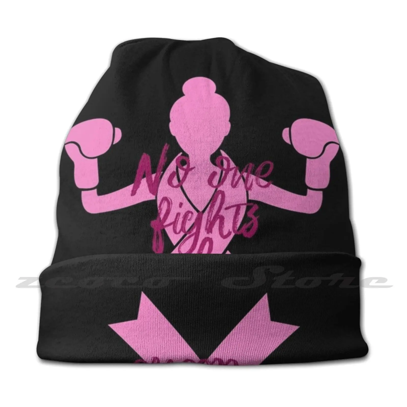 No One Fights Alone Breast Cancer Awareness Knit Hat Elastic Soft Personalized Pattern Present Cap Breast Cancer Cancer Breast